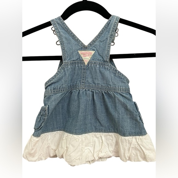 Oshkosh B'gosh Baby Girl Ruffled Dress Floral Blue Denim Size 9 Month - Picture 3 of 6